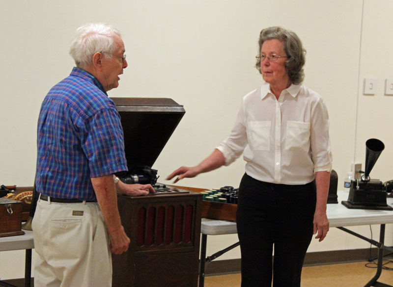 James and Joanne Ertel play the Edison phonograph